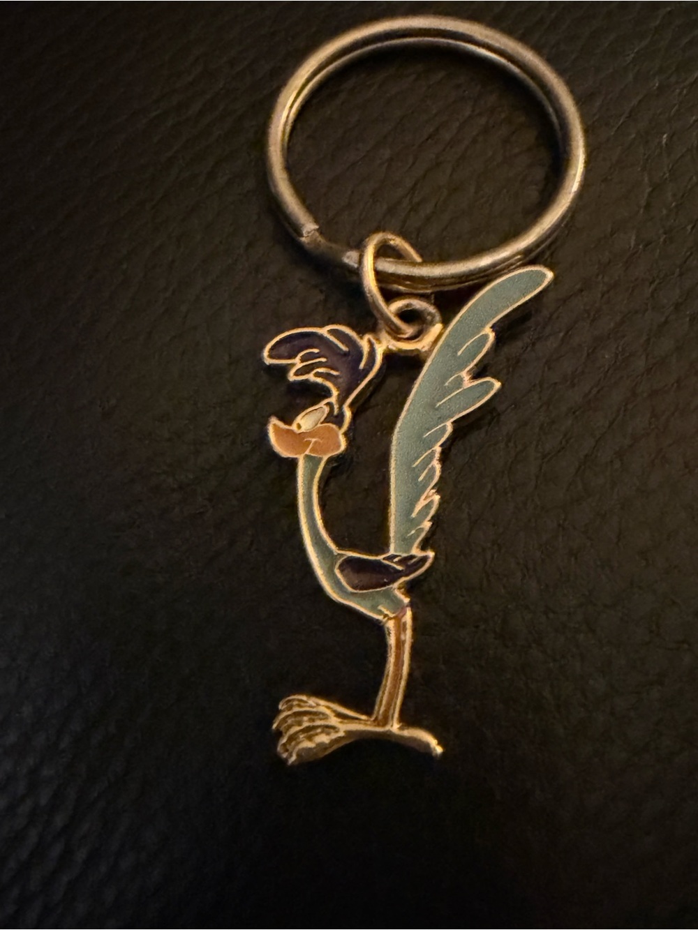 Road Runner Keychain Gold with colorful enamel